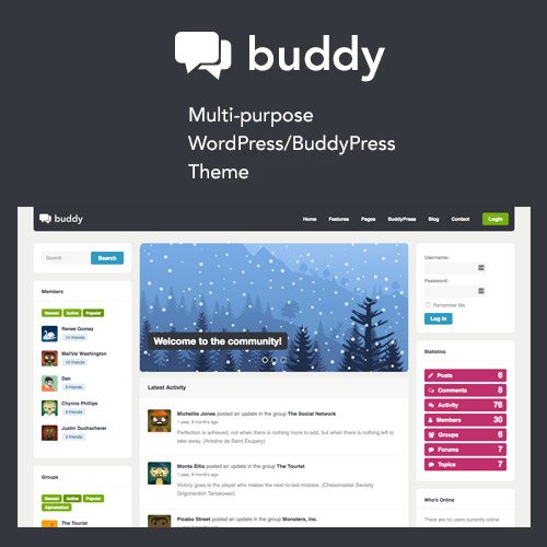 Free Buddy: Simple & BuddyPress Pro WordPress Theme Download ...